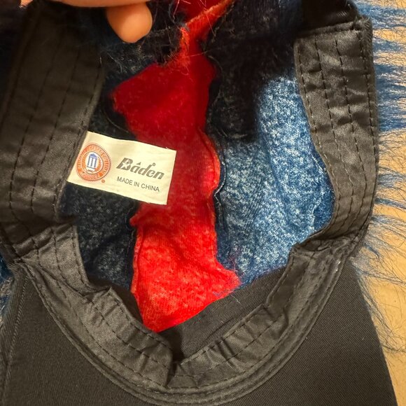 Boston Fan Wig Hat Red Blue Hair Novelty Costume Cap Excellent - Picture 5 of 6